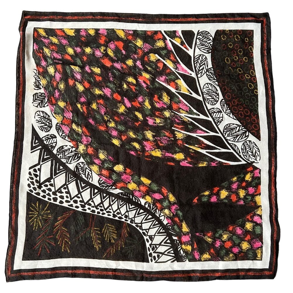 Vintage Abstract Print Scarf Italy 100% Polyester